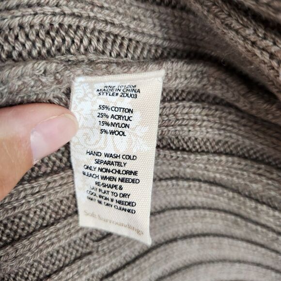 NWT SOFT SURROUNDINGS Cardigan Sinclair Taupe Heather Cable Knit Sweater XL - Picture 6 of 7